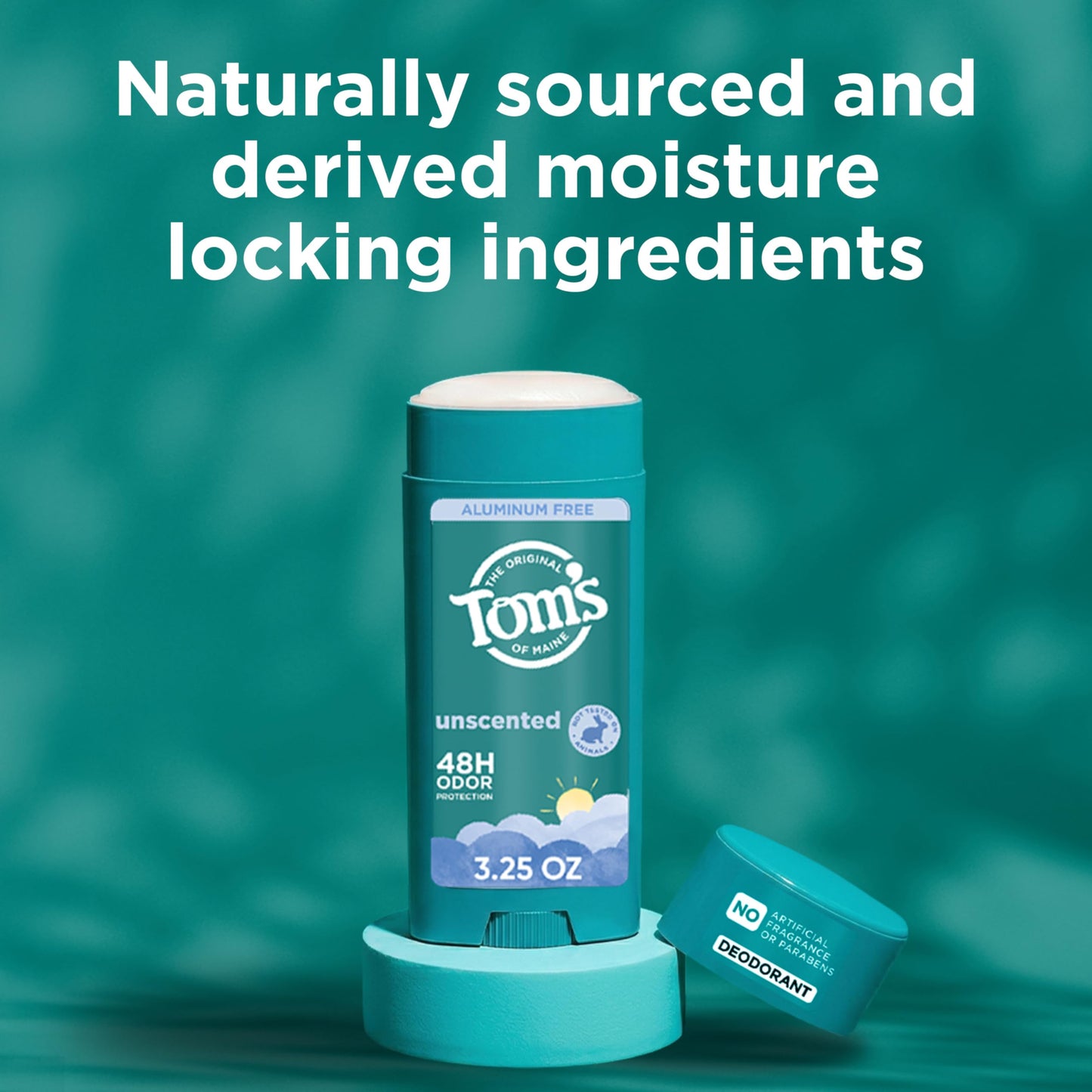 Tom’s of Maine Unscented Natural Deodorant, Aluminum Free, Clear Application, Odor & Wetness Protection, Naturally Derived Ingredients, 3.25 oz (2 Beauty and Personal Care Tom's of Maine