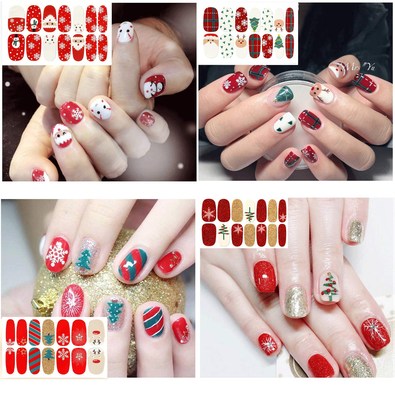 TailaiMei 15 Sheets Christmas Nail Stickers, 7 Sheets Nail Wrap Stickers and 8 Sheets Nail Decals Stickers, Full Wraps Strips and Self-Adhesive Set Beauty & Personal Care TailaiMei