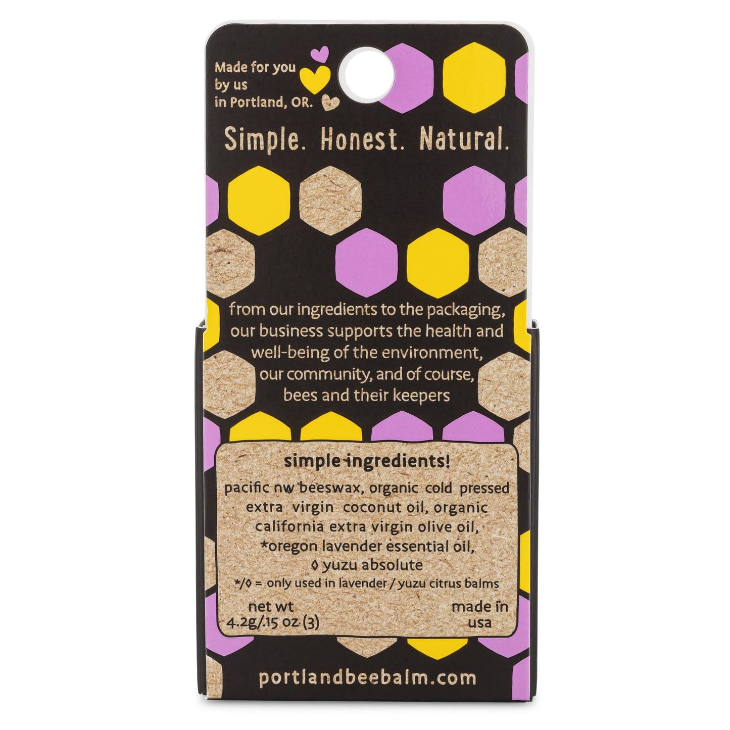 Portland Bee Balm All Natural Handmade Beeswax Based Lip Balm Unscented, Yuzu Citrus and Lavender Assortment 3 Count Beauty & Personal Care Portland Bee Balm
