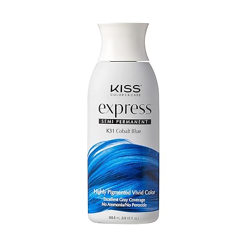 Kiss Express Semi-Permanent Hair Color - Vivid, Highly Pigmented Dye for Vibrant Hair, Gentle Formula, Gray Coverage, pH Balanced,23 Intermixable Beauty & Personal Care KISS