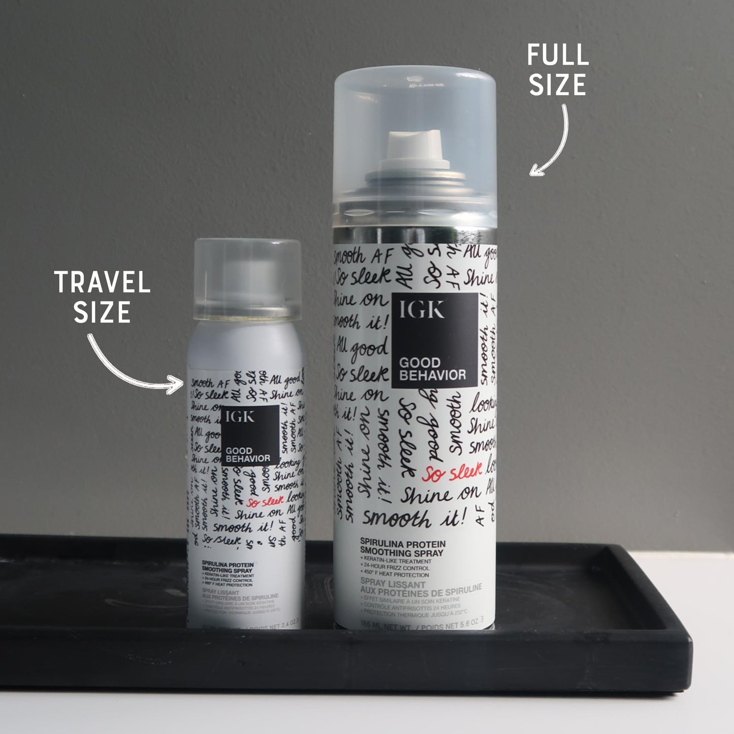 IGK GOOD BEHAVIOR Spirulina Protein Smoothing Spray Travel Bundle | Keratin Like Treatment + Frizz Control + Heat Protectant | Vegan + Cruelty Free | Beauty & Personal Care IGK