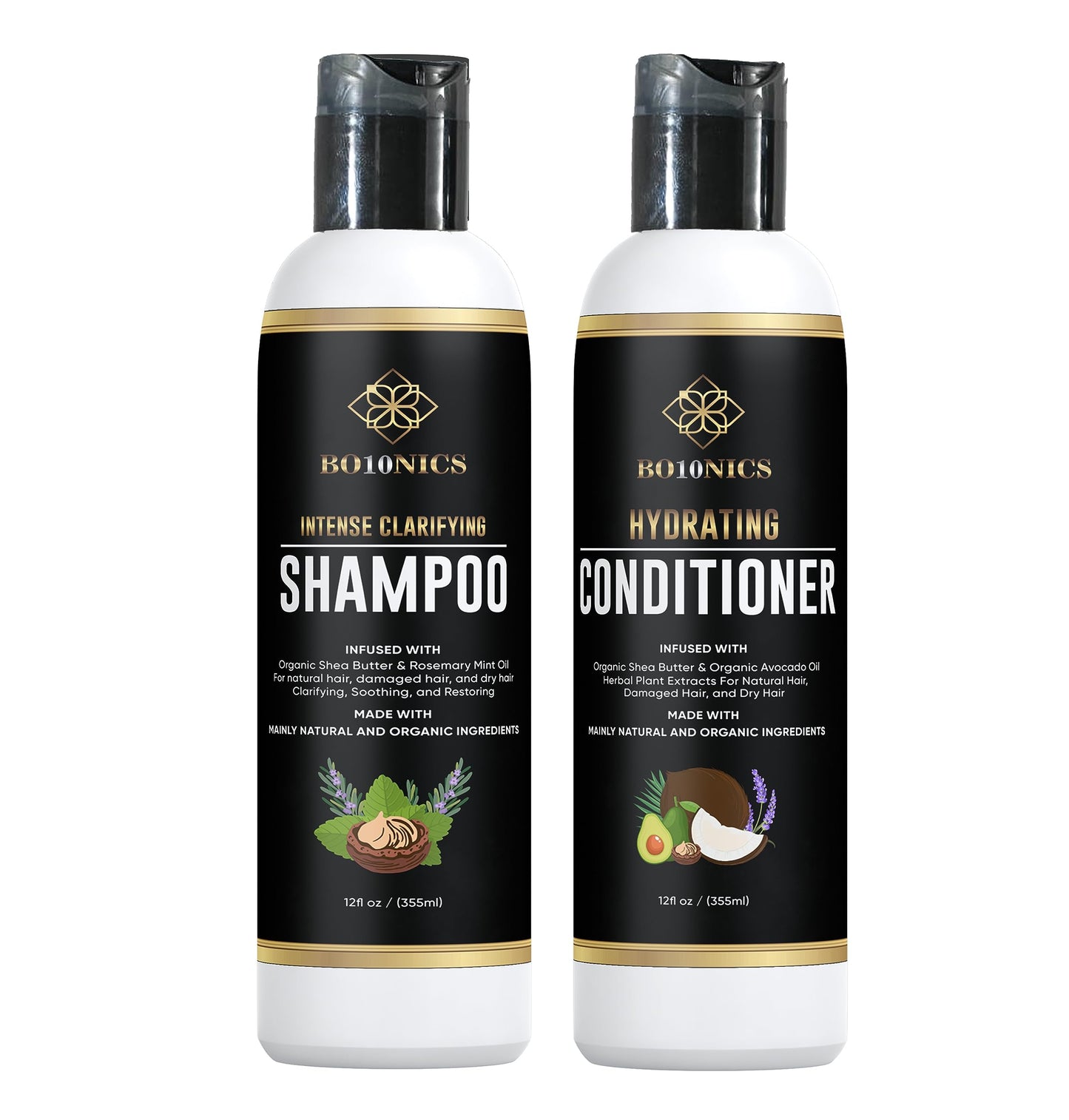 Bo10nics Hydrating Hair Conditioner Clarifying Shampoo - 12fl oz Hair Conditioner for Dry Damaged Hair with Wheat Protein, Shea Butter and Plant Beauty & Personal Care Bo10nics