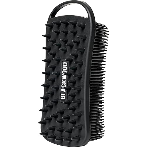 Blackwood For Men Double Duty Beard & Body Scrubber - Dual-Sided Men's Shower Tool - Handheld Body Wash Brush with Long Soft Silicone Bristles Beauty & Personal Care Blackwood For Men
