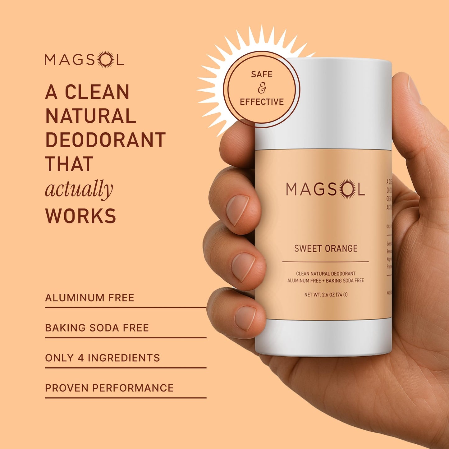 MAGSOL Magnesium Deodorant for Men, Aluminum Free, Baking Soda Free Natural Deodorant for Sensitive Skin, Long Lasting Odor Protection with Sweet Beauty and Personal Care MagSol Organics