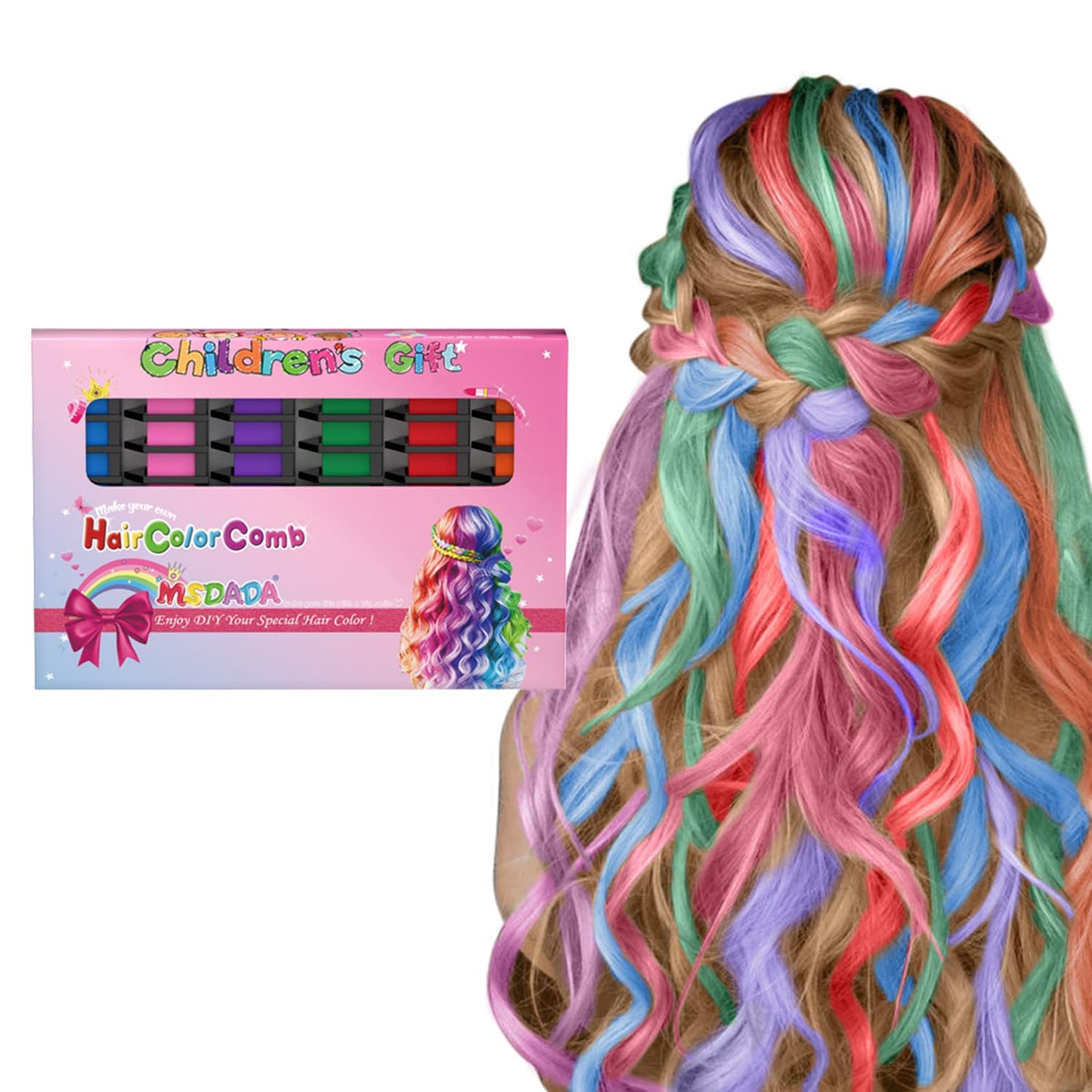 New Hair Chalk Comb Temporary Hair Color Dye for Girls Kids, Washable Hair Chalk for Girls Age 4 5 6 7 8 9 10-12 Birthday Christmas New Year Cosplay Beauty & Personal Care MSDADA