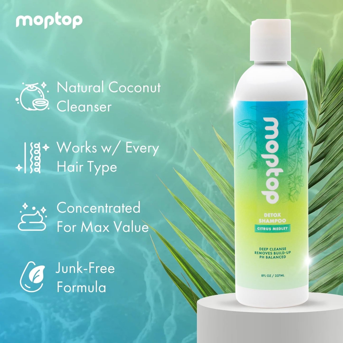 MopTop Detox Shampoo - Scalp Clarifying Shampoo for Build Up, Hard Water, Dirt & Oil, Sulfate & Paraben Free Hair Care for All Hair Types - Thin Beauty & Personal Care MopTop