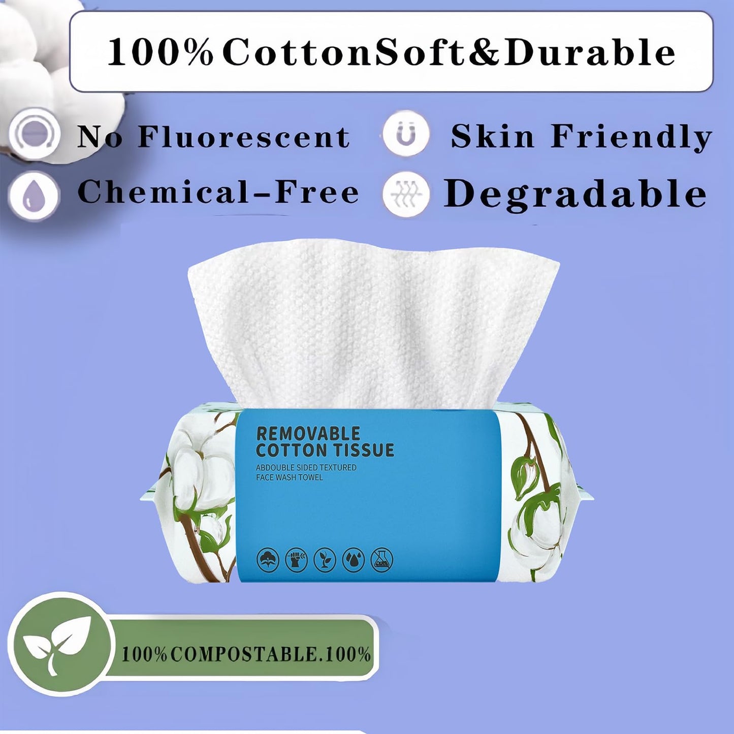 Disposable Face Towel 300 Count, Soft Cotton Clean Skin Face Towels, Dry Wipes Cotton Facial Towels Wash Cloths Tissue Thickened, Face Towelettes Beauty and Personal Care KeeiZoes