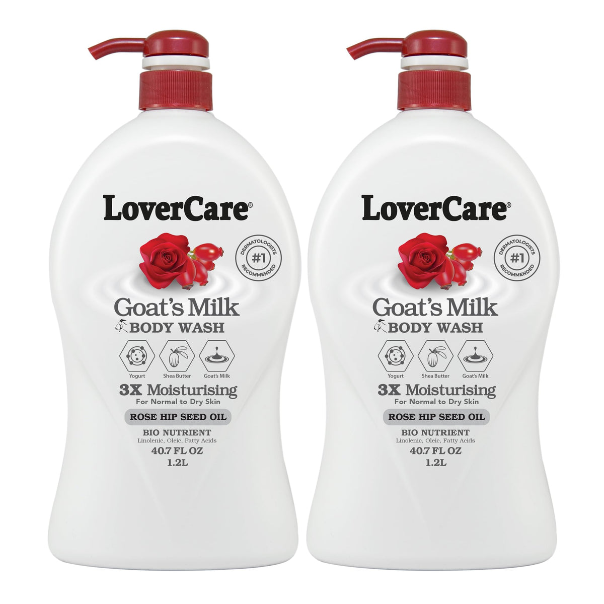 Lovercare Goat's Milk Body Wash Shower Cream 40.7oz/1200ml - Rose Hip Seed Oil Beauty & Personal Care Lovercare