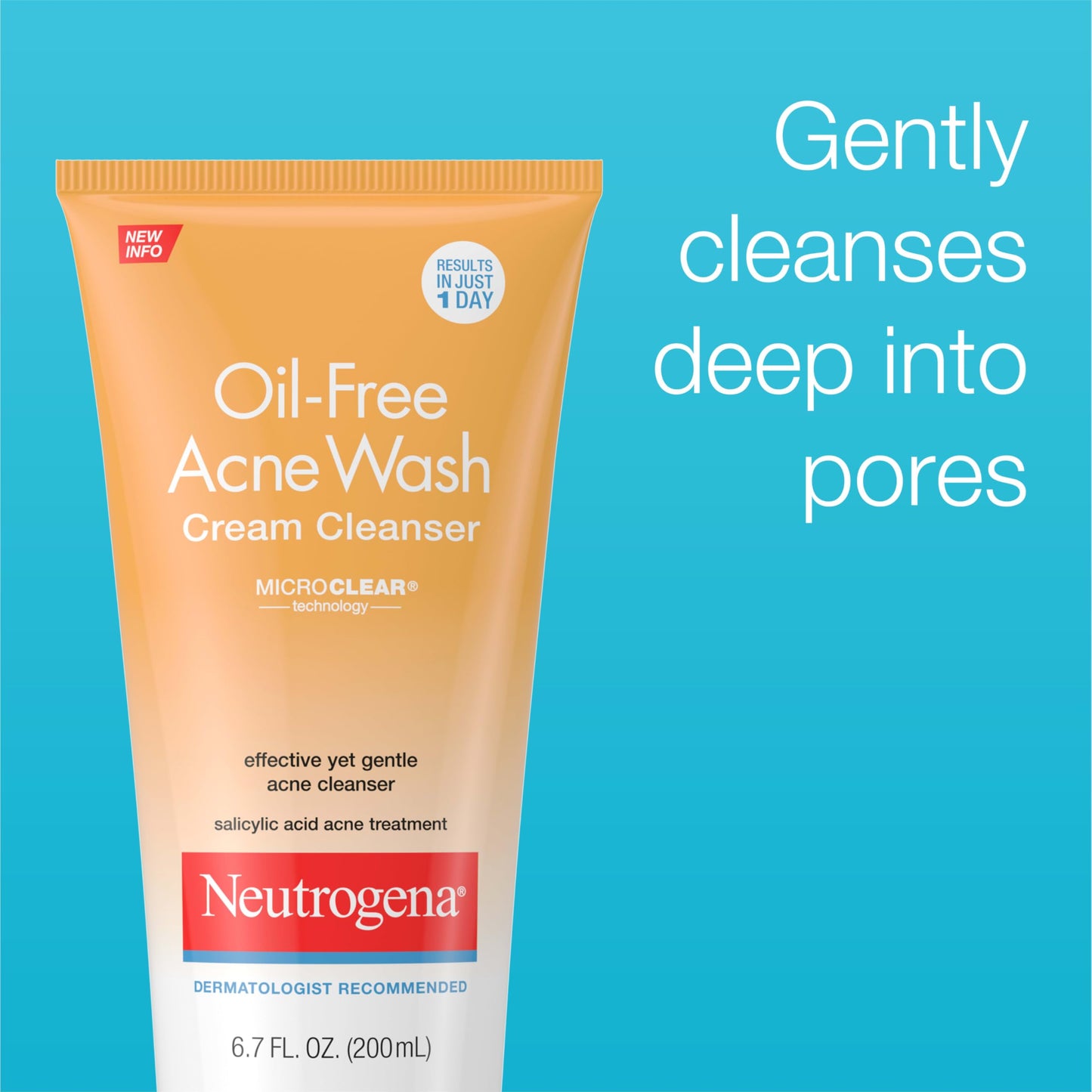Neutrogena Oil-Free Acne Face Wash Cream Cleanser, 2% Salicylic Acid Acne Treatment, Daily Facial Cleanser for Acne-Prone Skin, 6.7 fl. oz Beauty & Personal Care Neutrogena