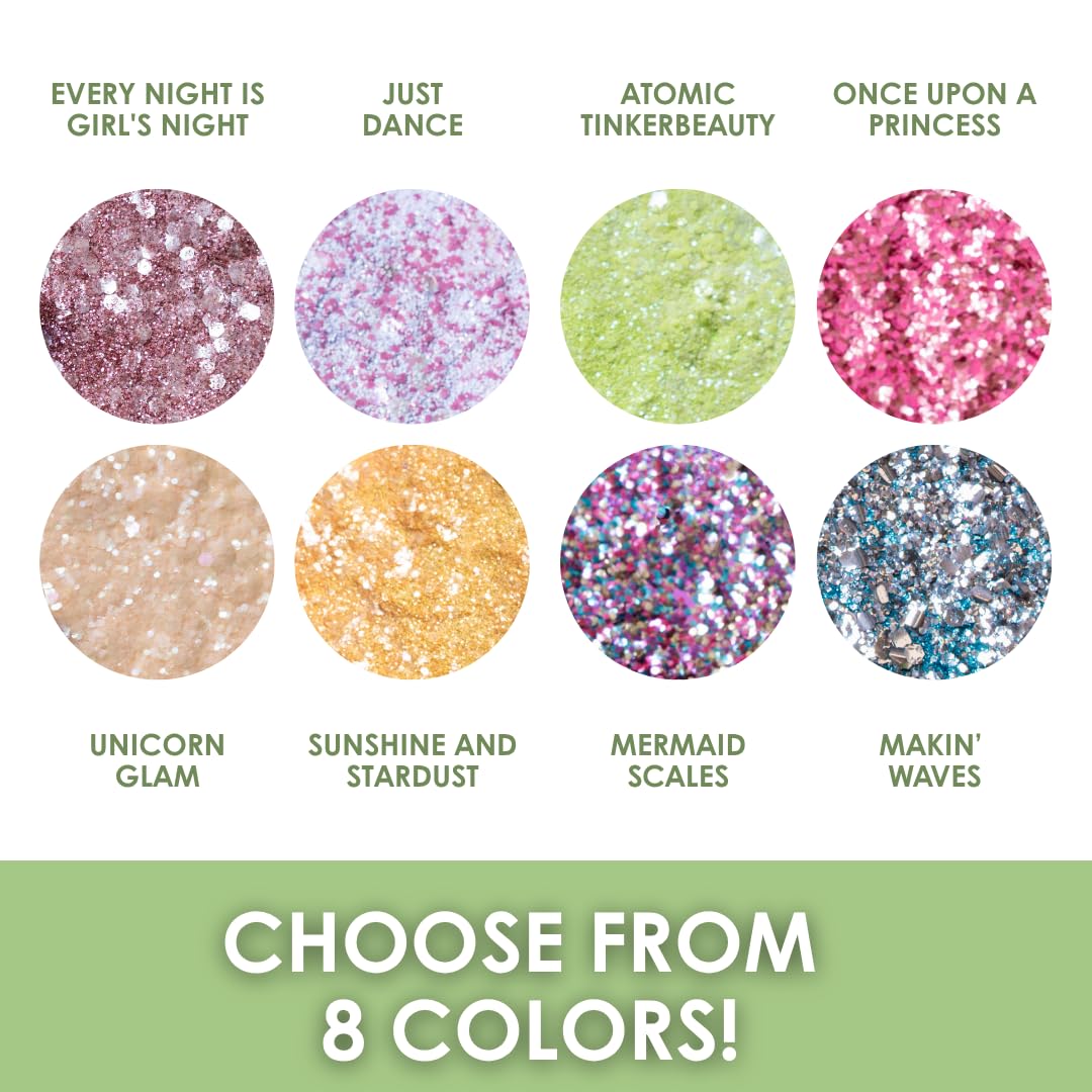 Biodegradable Glitter, 8 Colors, Vegan, for Hair and Body, Safe for Children (Atomic Tinkerbeauty) Beauty & Personal Care Great Pretenders