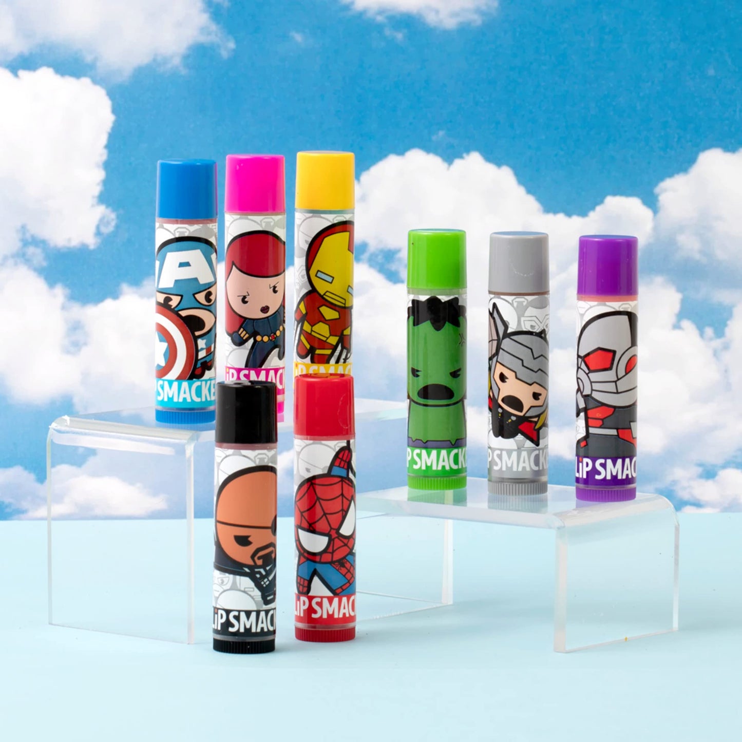 Lip Smacker Marvel Avenger Flavored Lip Balm Party Pack 8 Count, Super Hero, Spirderman, Iron Man, Captain America, Clear, For Kids Beauty & Personal Care Lip Smacker