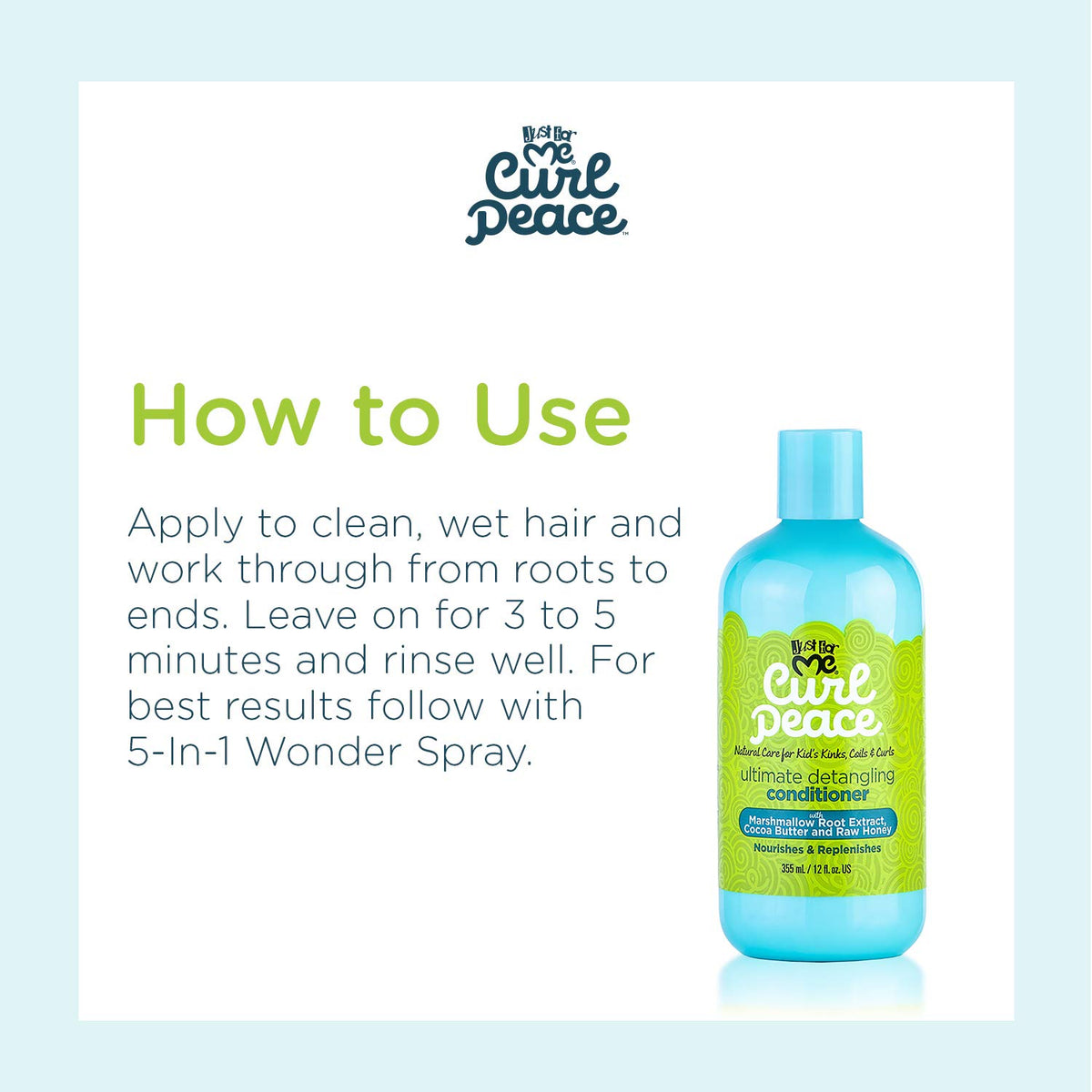 Just For Me Curl Peace Ultimate Detangling Conditioner - Nourishes & Replenishes, Contains Marshmallow Root Extract, Cocoa Butter & Raw Honey, Sulfate