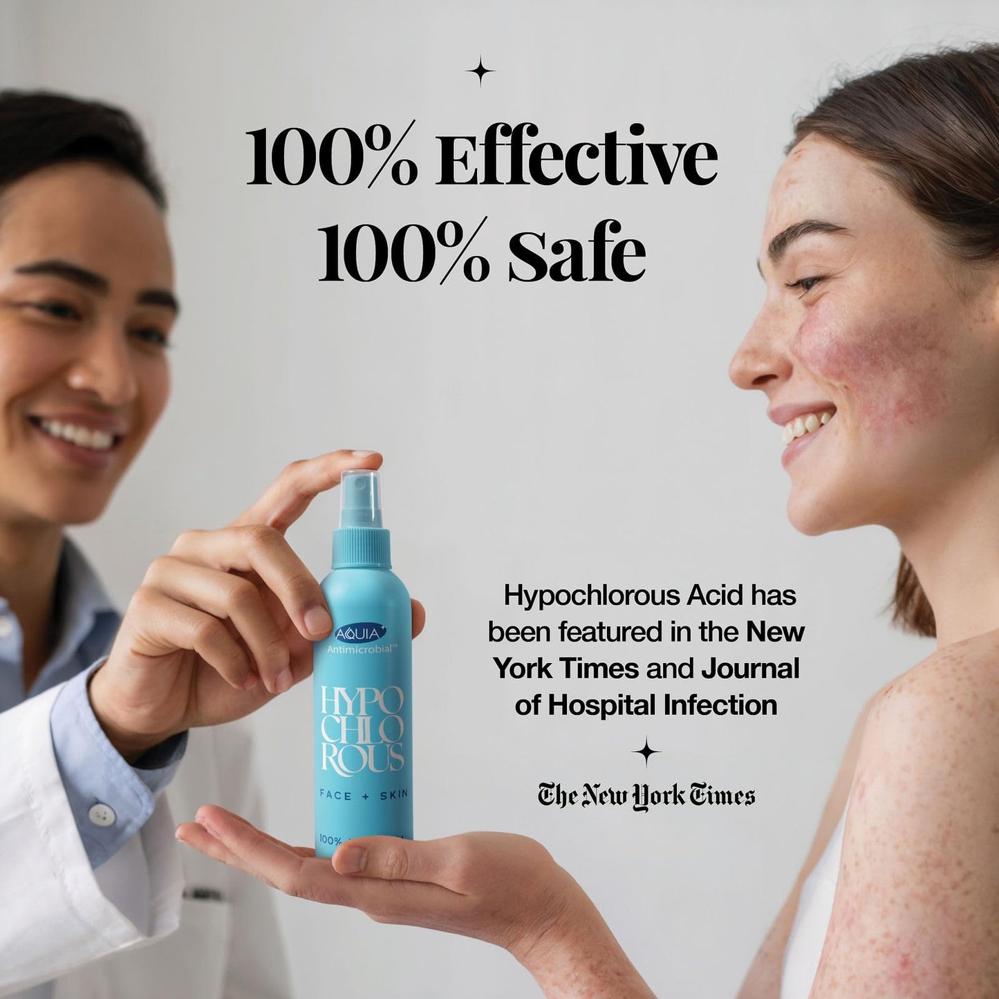 Hypochlorous Acid Spray for Face and Skin; Facial Cleanser | 8oz Face Mist Hypochlorous Acid Spray for Skin, Acne, Rash, Eczema, Wound | Antimicrobial Beauty and Personal Care Aquia