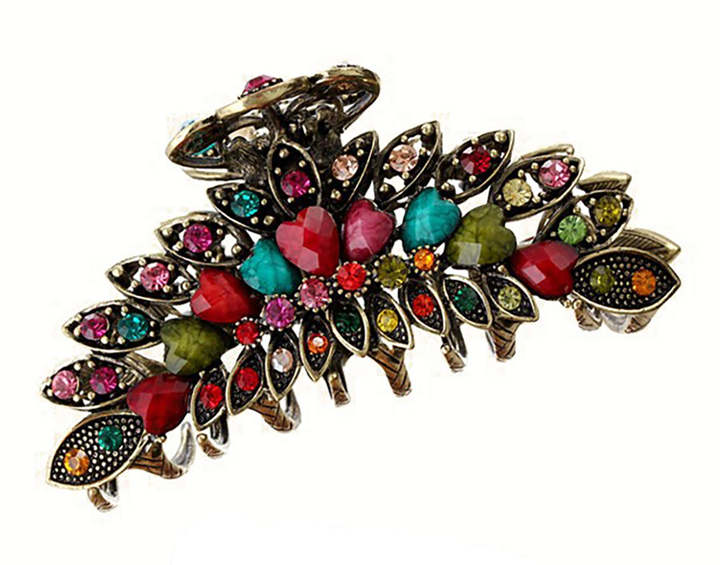 Women Lady Retro Flowers Hair Claw Clip Vintage Alloy Rhinestone Non-Slip Hair Jaw Clips Hairpin Large Hair Updo Grip Bath Accessories for Thick Hair Beauty & Personal Care Fodattm