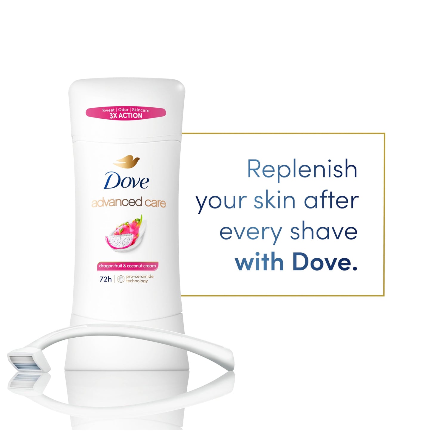 Dove Advanced Care Antiperspirant Deodorant for Women Dragon Fruit & Coconut Cream 3 pack 72 hour sweat and odor protection 2.6 oz Beauty and Personal Care Dove