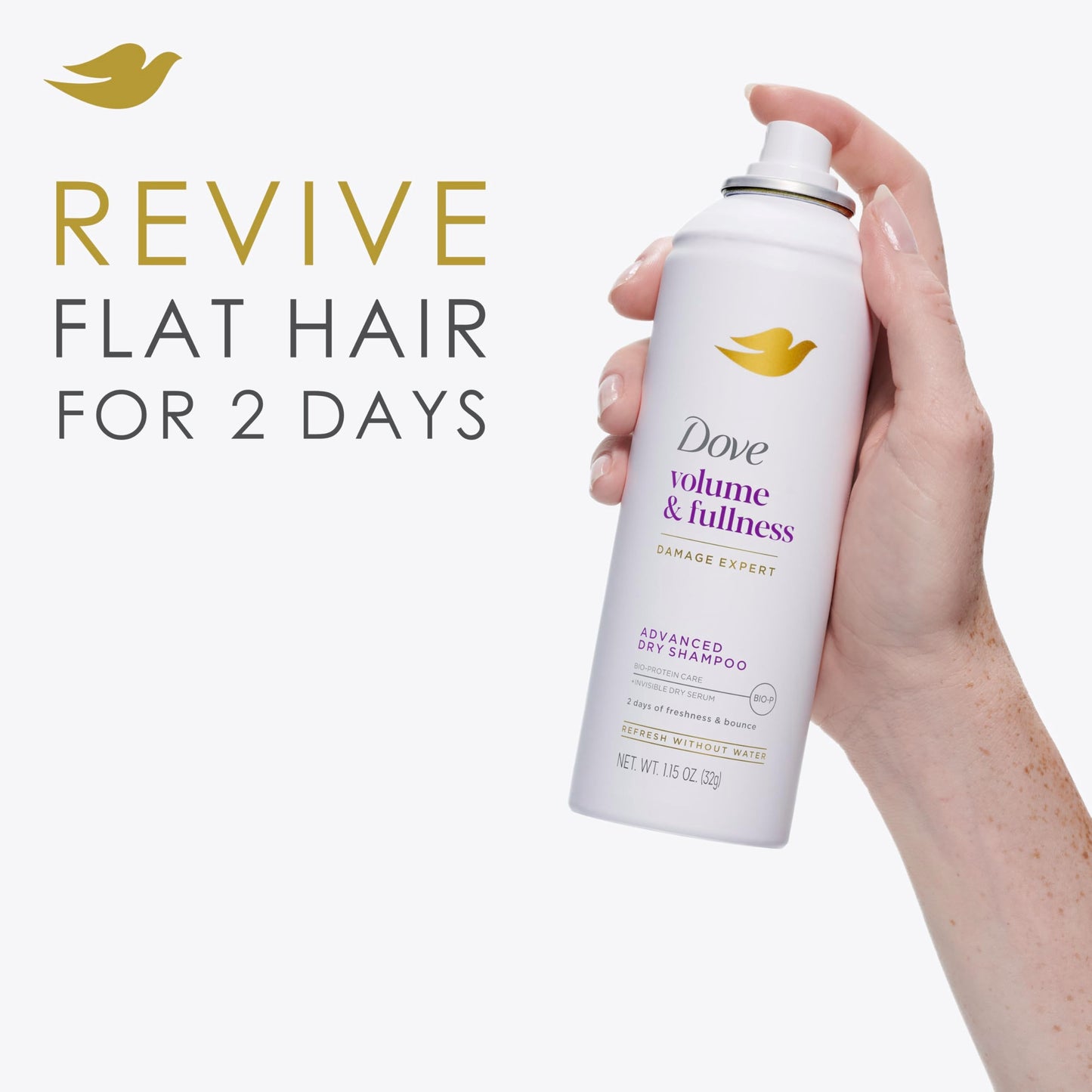 Dove Advanced Dry Shampoo Volume & Fullness Refresh & Revive Flat Hair Without Water for 2 Days of Freshness & Bounce 1.15 oz Beauty and Personal Care Dove