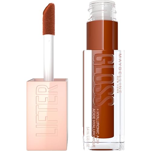MAYBELLINE Lifter Gloss, Hydrating Honey'd Lip Gloss with Hyaluronic Acid, High Shine for Plumper Looking Lips, Caramel, 1 Count Beauty & Personal Care MAYBELLINE