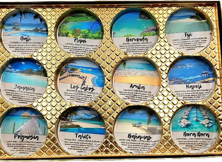 Spa Pure Aromatherapy Shower Bombs: Destination Shower Steamers, Rejuvenating New Scents, Tablets, Bomb, Bath Melts for Women, Men, All Natural (12… Beauty & Personal Care Spa Pure