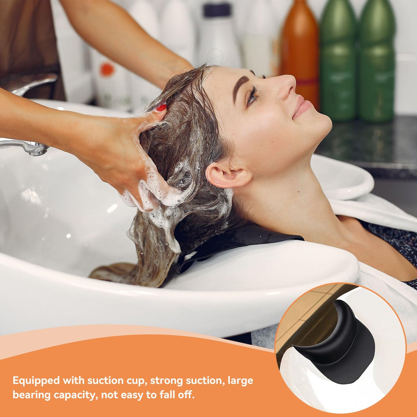 Shampoo Bowl Neck Rest with Suction Cup, Curved Silicone Neck Pillow Wash Sink Basin Headrest Tool Bathtub Hair Washing Neck Support Cushion for Hair Beauty and Personal Care Agatige
