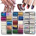AddFavor 30 Roll Holographic Transfer Nail Foil Sticker Silver Laser Nail Decals 10 Roll Nails Strip Tape for Nails Art Design Decoration Beauty & Personal Care AddFavor