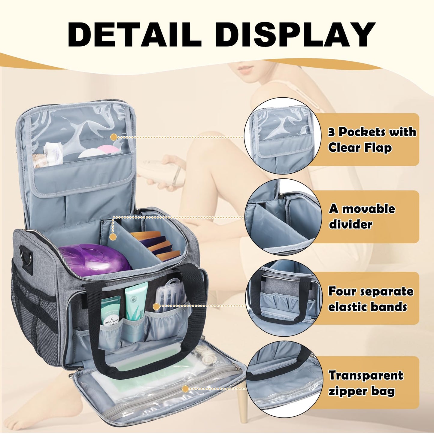 POCDUORG Waxing Kit Carry Bag Compatible with Tress Wellness - Portable Organizer for Wax Warmer, Wax Beans, Pre & After Wax Sprays, and Accessories Beauty and Personal Care POCDUORG