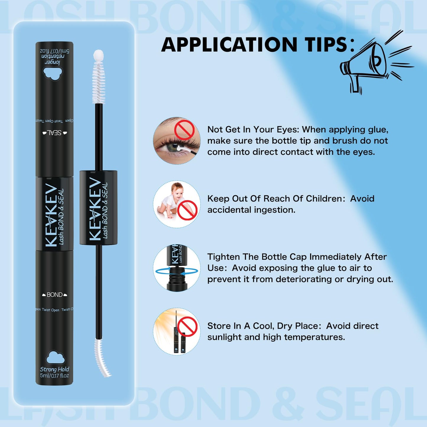 KEVKEV Lash Cluster Glue Upgraded Clear Lash Glue 7 Days Long Lasting 2-3S Fast Dry Lash Bond and Seal 2 in 1 Waterproof Latex-Free Easy To Apply Beauty and Personal Care KevKev