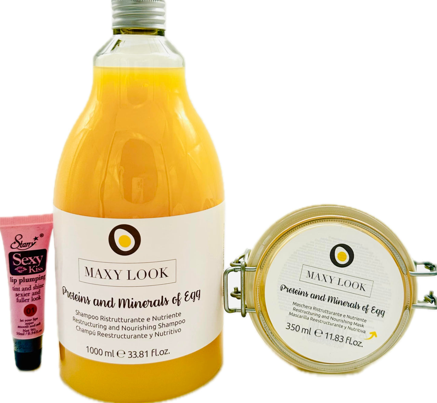 Maxy Look Restructuring and Nourishing Shampoo - Enriched with Egg Proteins and Minerals Shampoo 33.8 fl oz /1000ml and Mask 350ml/11.83 fl oz Beauty & Personal Care Maxy Look