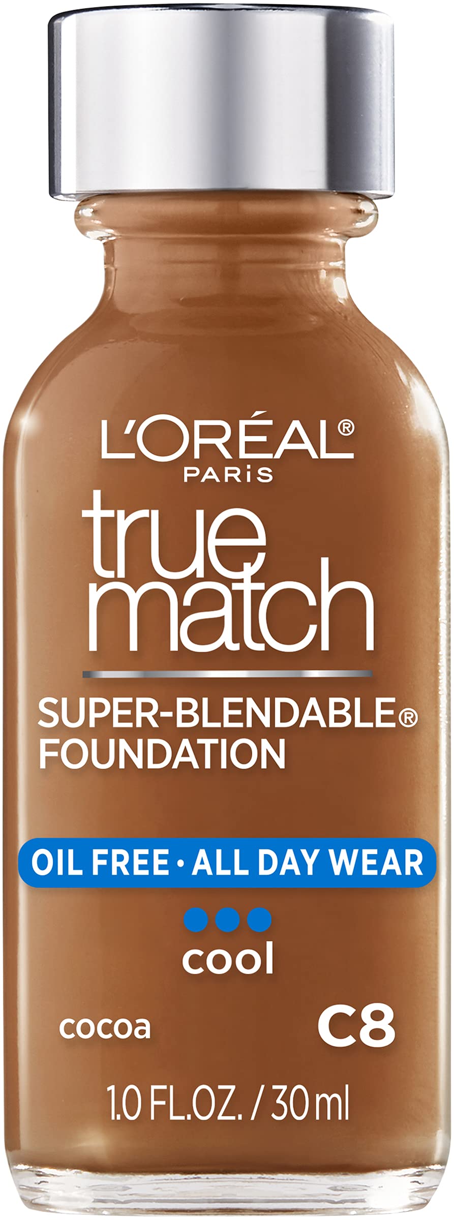 L’Oréal Paris Makeup True Match Super-Blendable Liquid Foundation, Cocoa C8, 1 Fl Oz,1 Count Beauty & Personal Care L'Oreal Paris