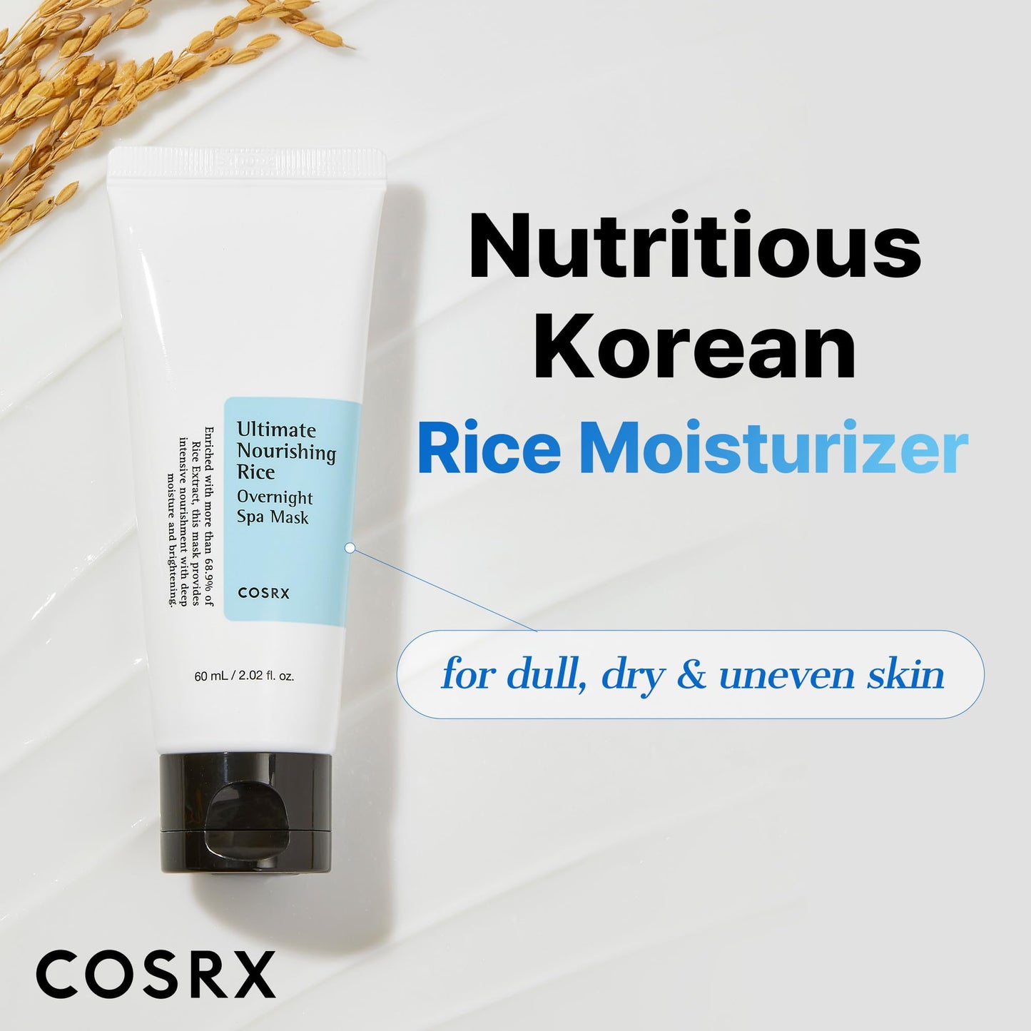 COSRX Ultimate Nourishing Rice Overnight Spa Mask, 60ml / 2.02 fl.oz | Rice Extract 68% and Niacinamide 2%, Korean Skin Care, Animal Testing Free Beauty & Personal Care COSRX