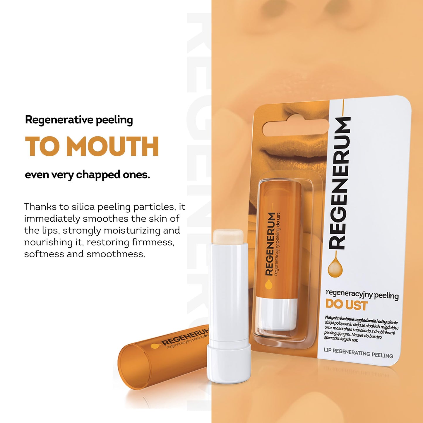 Regenerum - Lip Peeling - Intensive Moisturization & Nourishment for Very Chapped Skin, Silica Exfoliation, Firmness Restoration, and Protection - 5g Beauty and Personal Care Regenerum