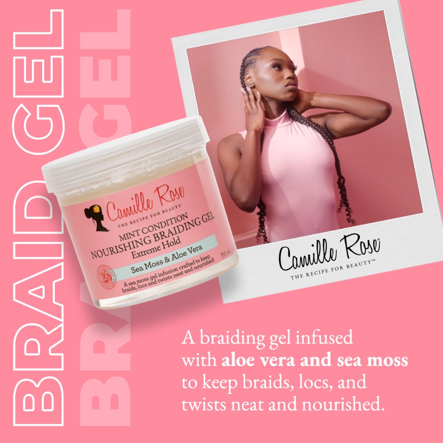 Camille Rose Braiding Gel, Mint Condition - Sea Moss & Aloe Vera Braid Gel for Dry, Itchy Scalp, Flake & Frizz Control, 12 Oz Beauty & Personal Care Camille Rose