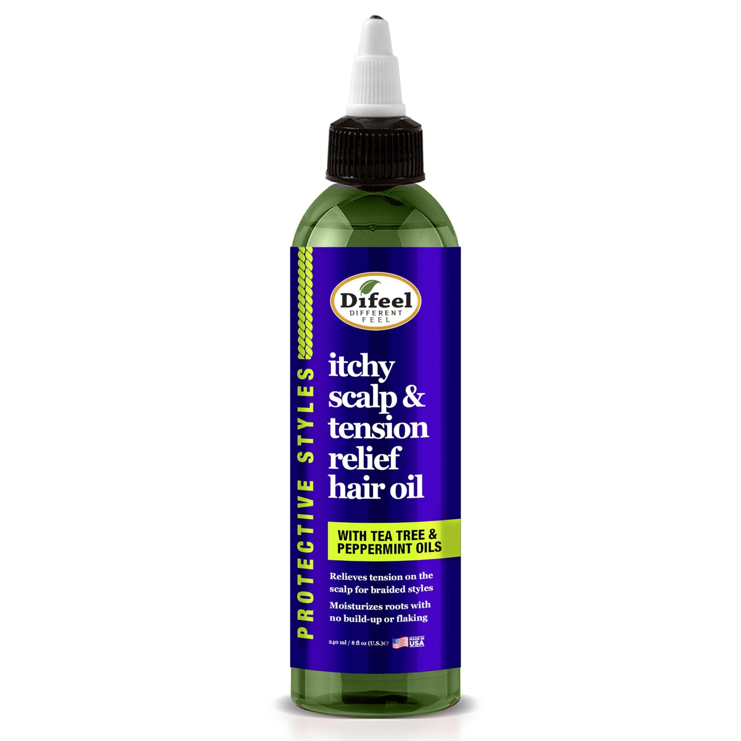 Difeel Itchy Scalp & Tension Relief Hair Oil with Tea Tree & Peppermint Oils for Braided Styles 8 oz. Beauty & Personal Care Difeel