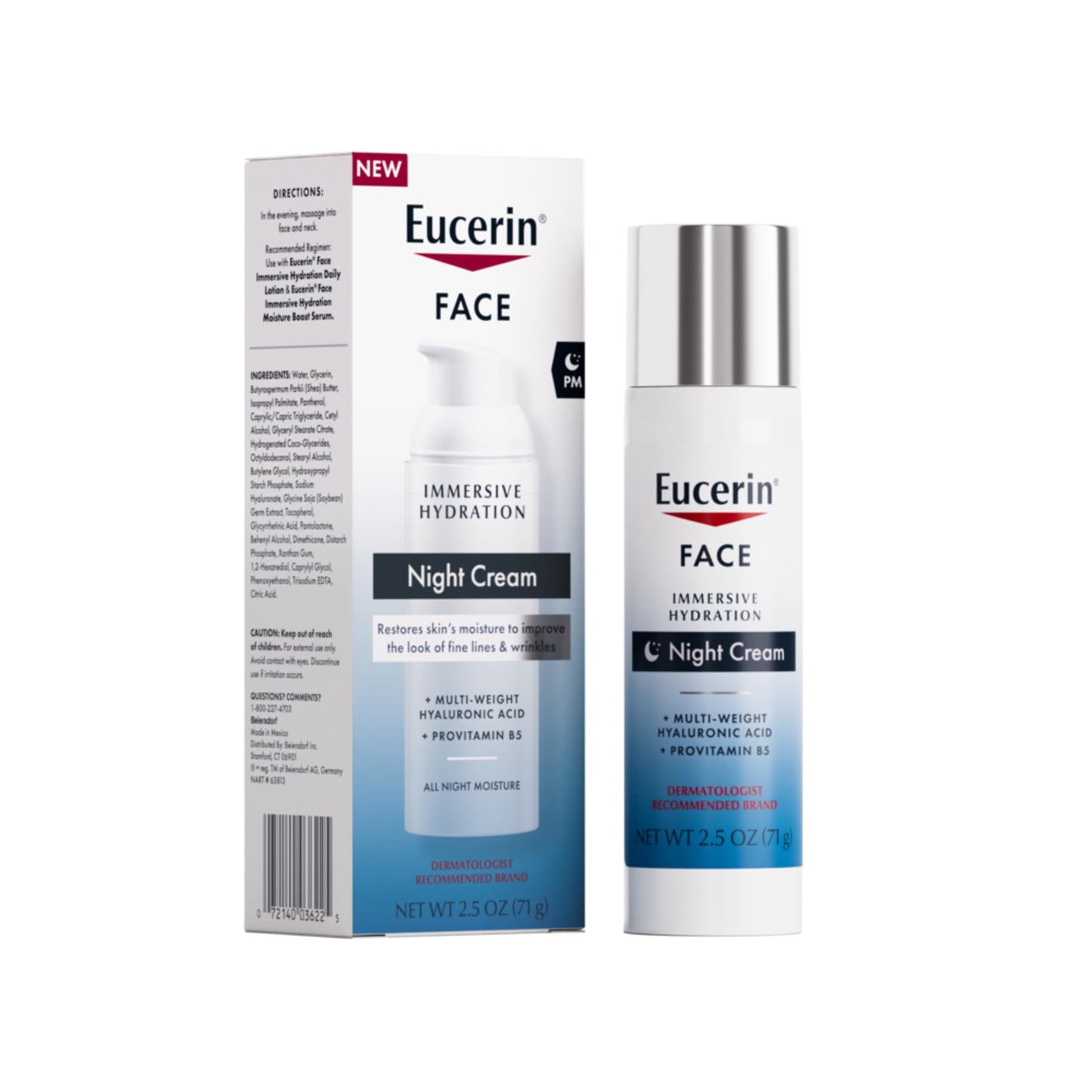 Eucerin Face Immersive Hydration Night Cream with Hyaluronic Acid and Provitamin B5, Ultra-Lightweight Face Moisturizer Smooths Fines Lines Beauty & Personal Care Eucerin