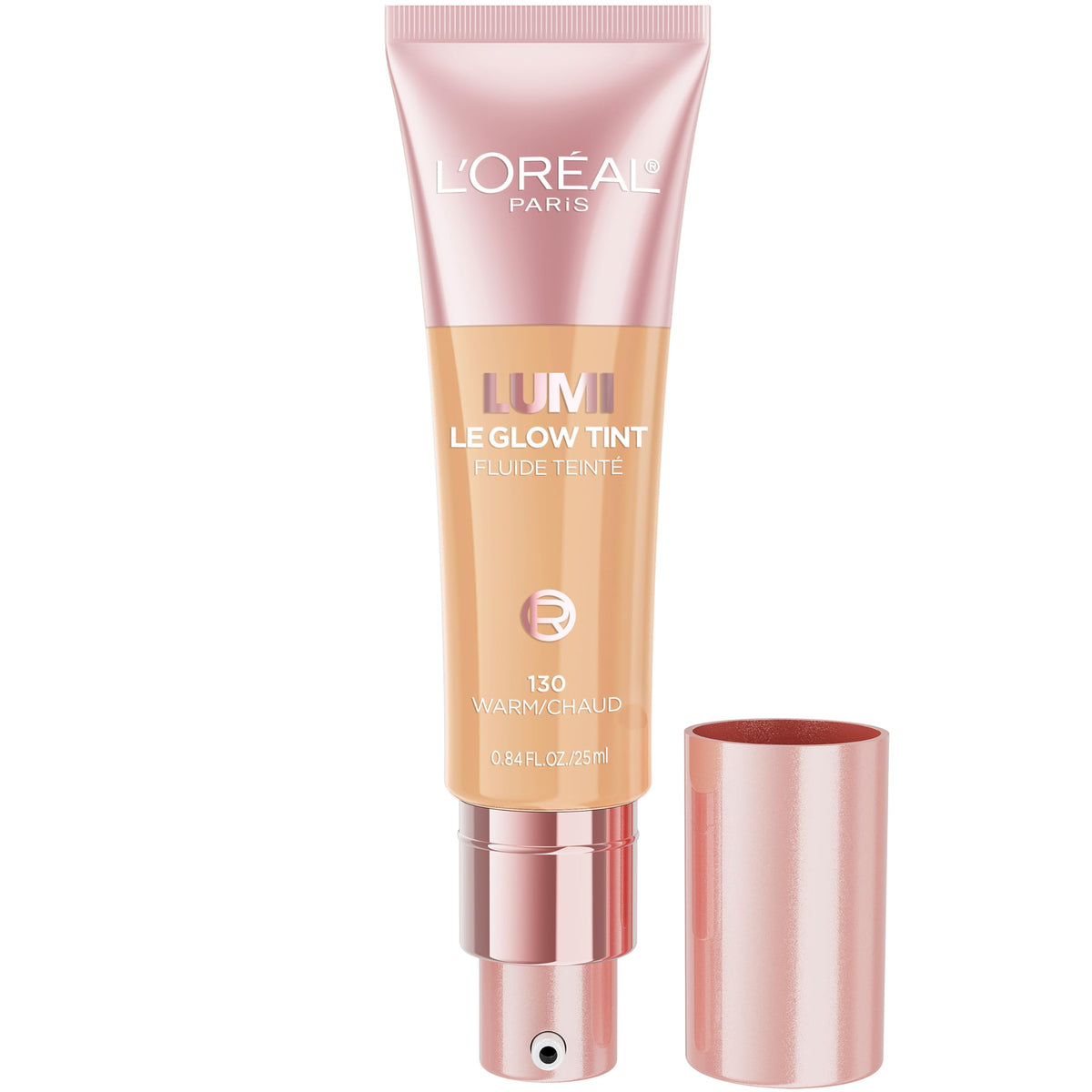 L'Oreal Paris Lumi Le Glow Skin Tint, Lightweight Water-Based Tinted Serum with Foundation-Like Coverage, Glow Illuminator, Warm 130, 0.85 Fl Oz