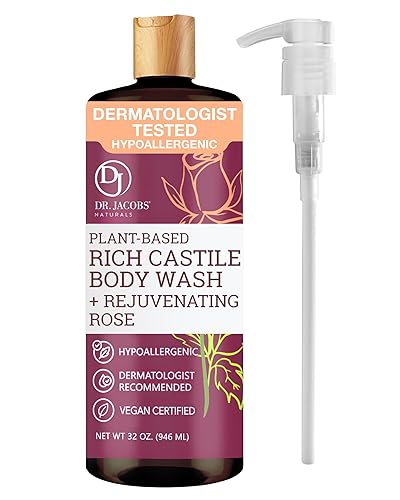 Dr. Jacobs Naturals Castile Rose All-Natural Body Wash for Moisturizing Dry and Sensitive Skin Shampoo with Plant-Based Ingredients Gluten Beauty & Personal Care DR.JACOBS NATURALS