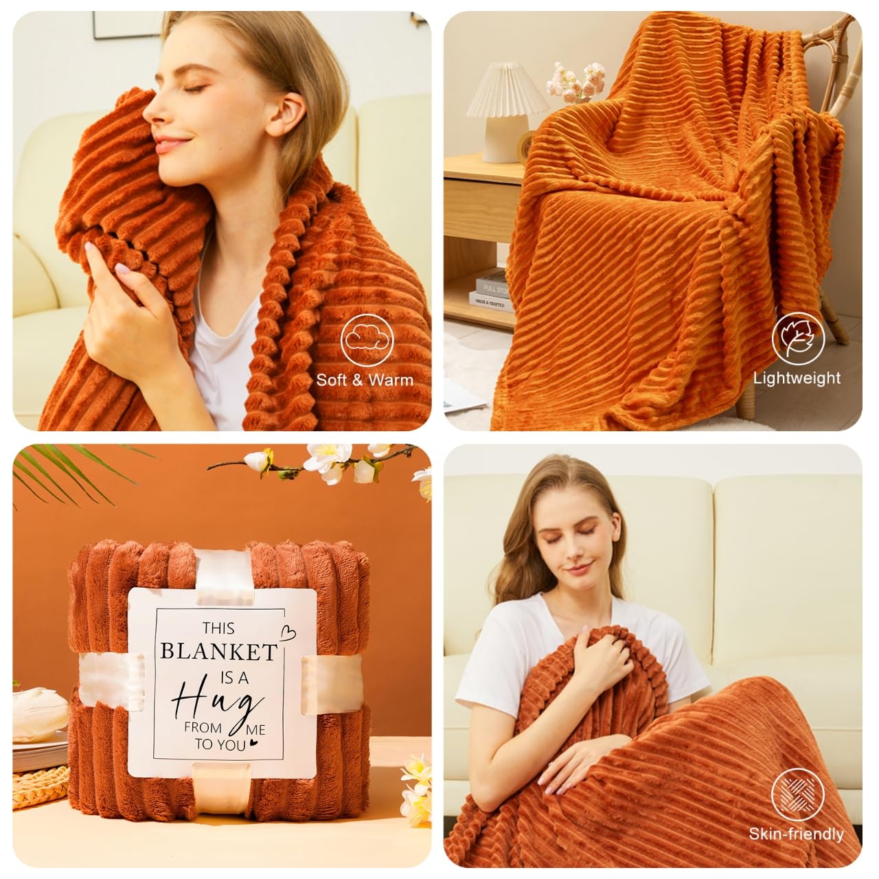 Mother's Day Gifts Baskets for Women Mom Her Wife Girlfriend,Birthday Gifts for Women Teacher Friend w/Cozy Blanket Rose Relaxing Spa Gifts Set,Self Beauty and Personal Care Haibeot