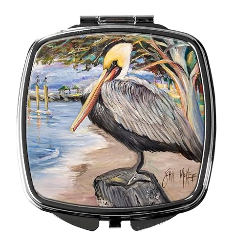 Caroline's Treasures JMK1218SCM Pelican Bay Compact Mirror Decorative Travel Makeup Mirror for Women Girls Gifts Pocket Makeup Mirror Folding Handheld Beauty & Personal Care Caroline's Treasures
