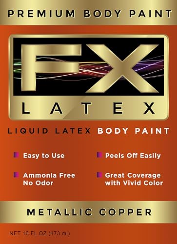Liquid Latex - Face and Body Paint, Ammonia Free, Easy On and Off, Cosplay Makeup, Create Professional Monster, Zombie Arts 16 Oz (Metallic Copper) Beauty & Personal Care Liquid Latex Fashions