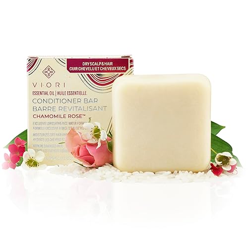 Viori Chamomile Rose Essential Oil Conditioner Bar Made with Rice Water - Handcrafted All Natural Organic Conditioner Beauty & Personal Care Viori