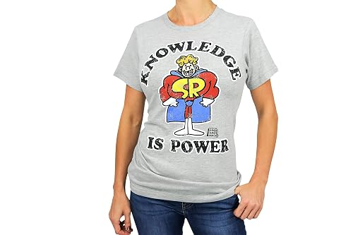Schoolhouse Rock! Knowledge is Power Adult T-Shirt - Grey, Light-Weight, Short-Sleeve, Unisex, Crew Tee - Features Schoolhouse Rocky Caped Superhero Beauty & Personal Care Ripple Junction