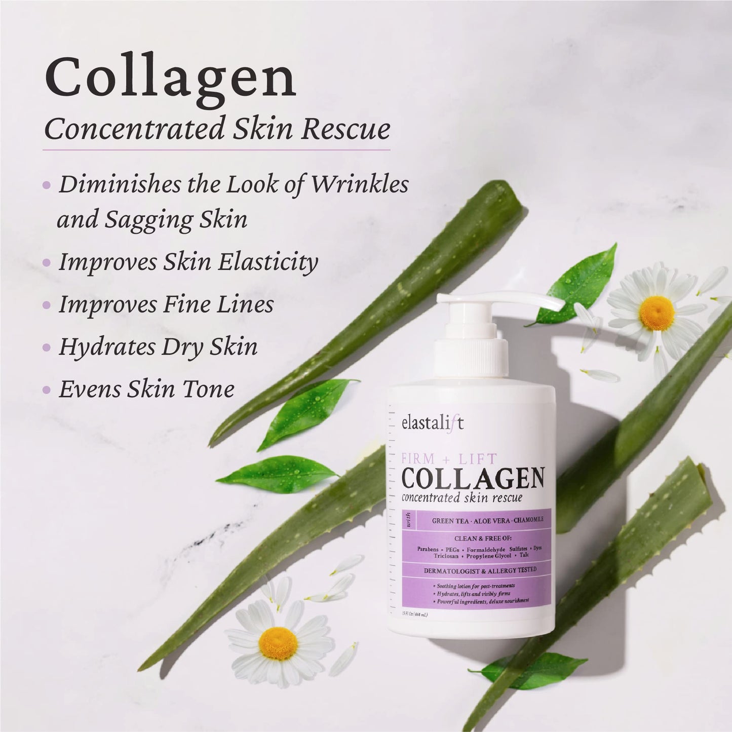 Elastalift Collagen Cream Fragrance Free Body Lotion & Face Moisturizer For Women & Men | Collagen Lotion | Skin Tightening Cream | Skin Firming + Beauty & Personal Care Elastalift