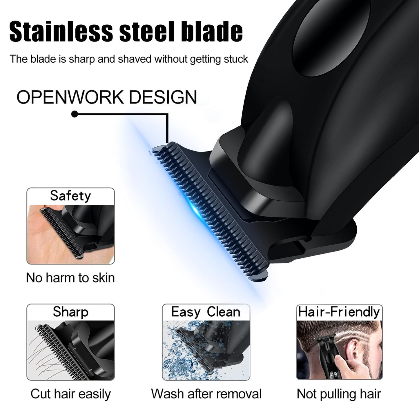 QDKVTNDJZ Professional Hair Clippers for Men, Cordless Cutting, Beard Trimmer with LED Display and 3 Limit Combs, Rechargeable Electric Machine Beauty and Personal Care QDKVTNDJZ