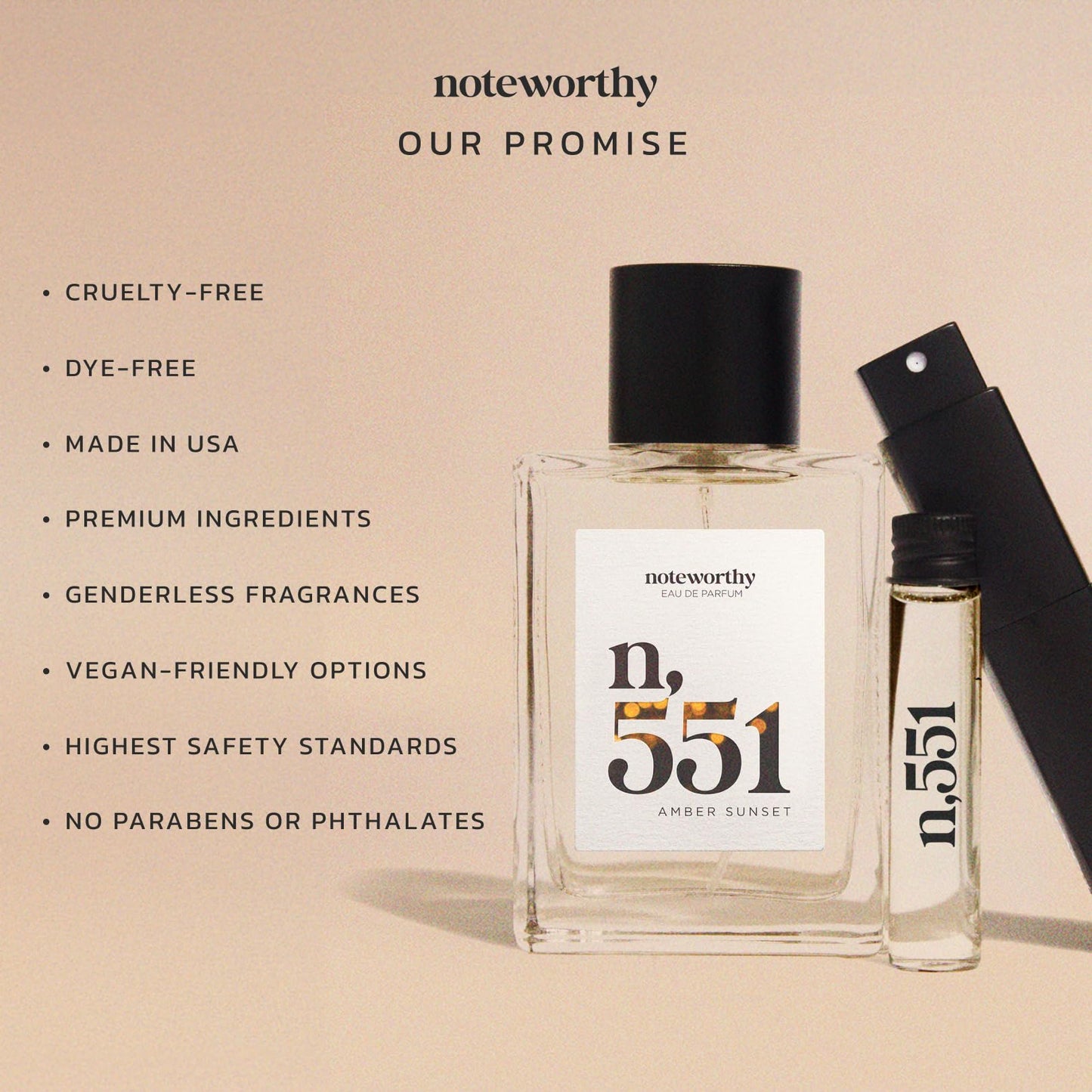 Noteworthy n,551 Amber Sunset Eau De Parfum - Lily of the Valley, Amber, Sandalwood | Sophisticated, Warm Fragrance for Any Occasion | Long-lasting Beauty & Personal Care Noteworthy