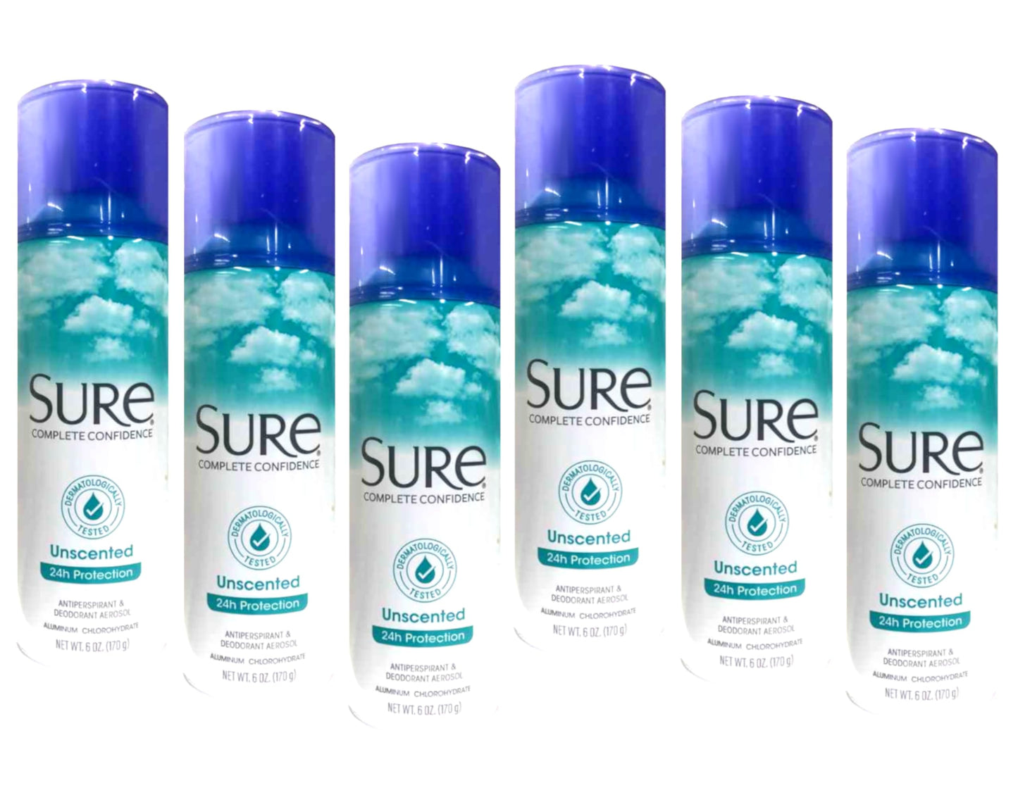 Sure Unscented Aerosol Antiperspirant and Deodorant - 24 Hour Protection for Men and Women - Fast Drying Spray - Pack of 6 Beauty and Personal Care Sure