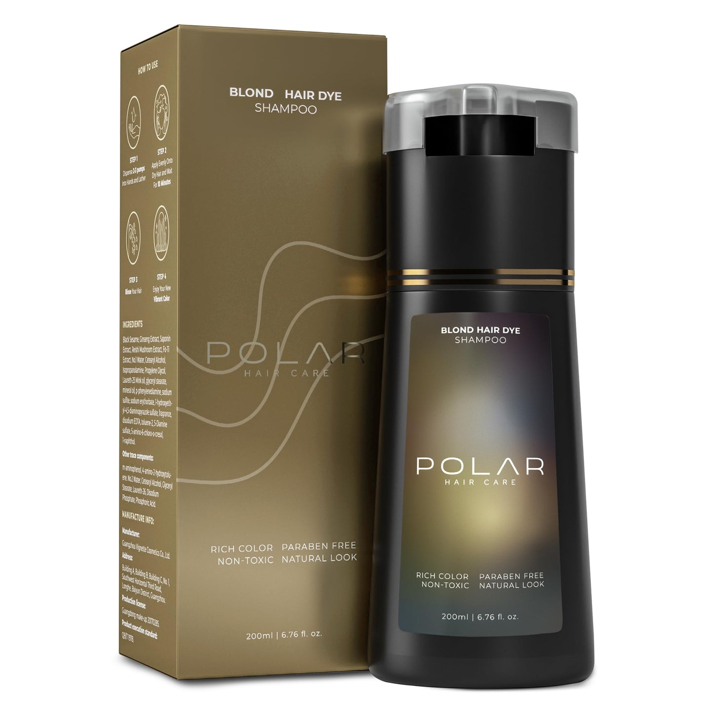 Polar Haircare - Blonde Dye Shampoo for Women and Men - Gray Coverage Color Cleanser, Semi-Permanent Golden Tone Kit, Light Color Wash, Quick Beauty & Personal Care POLAR HAIR CARE