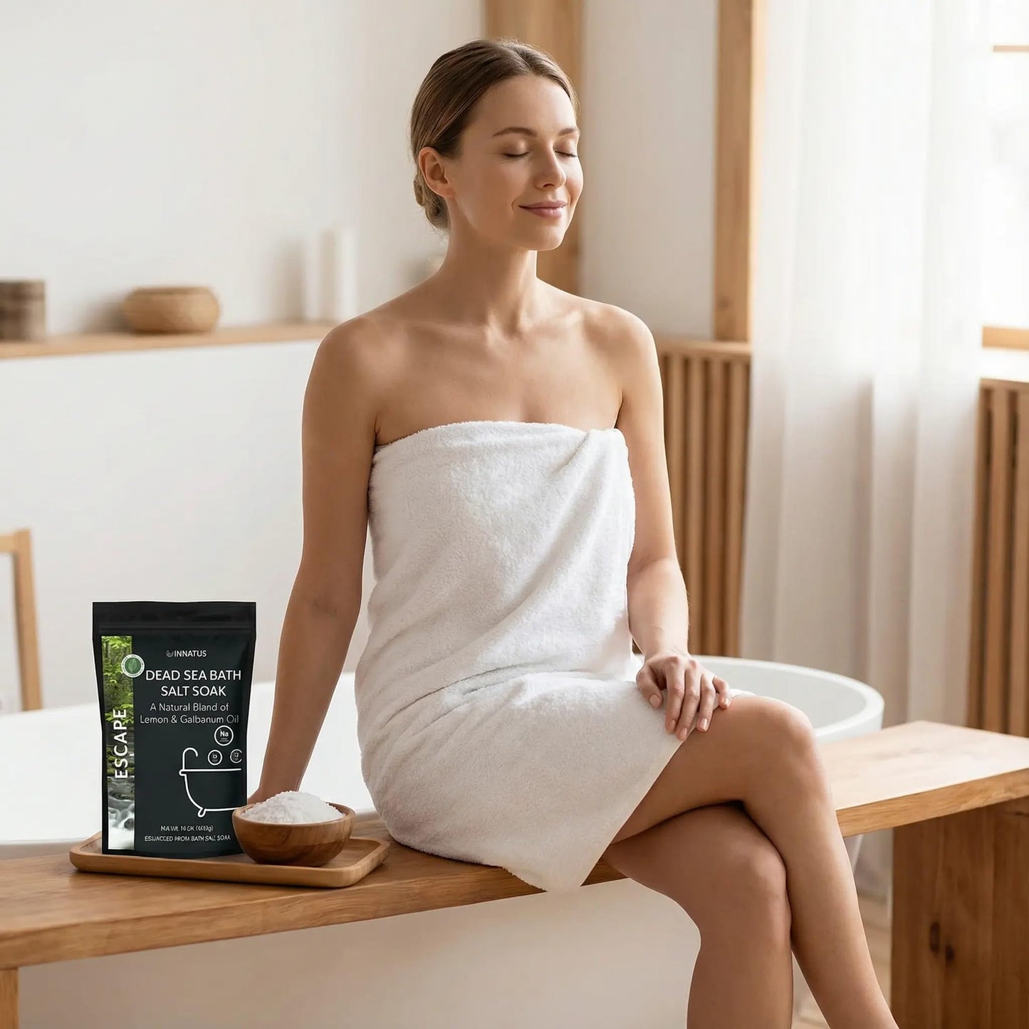 Dead Sea Soothing Bath Salt Soak with 21 Minerals - Relaxing, Detoxifying, and Nourishing for Skin - 14oz, Infused with Essential Oils - Rejuvenate Beauty and Personal Care INNATUS