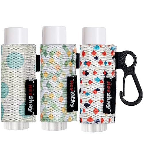 HEYSKAY 3pcs Lip Balm Holder Sleeves Keychain Chapstick & Lip Gloss Holder Elastic Sleeves (Geometric Pattern) Beauty & Personal Care HEYSKAY