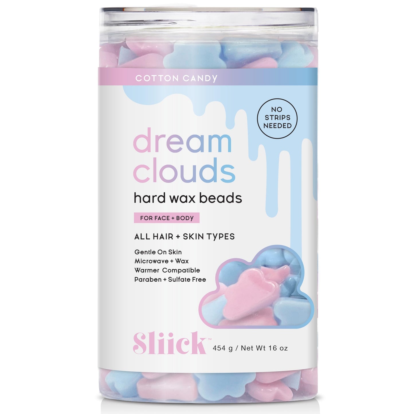 Sliick Hard Wax Beads for Hair Removal, Dream Clouds - DIY At-Home Wax Beads for Face, Body & Sensitive Skin, No-Strip Formula, 16 oz Beauty and Personal Care Sliick
