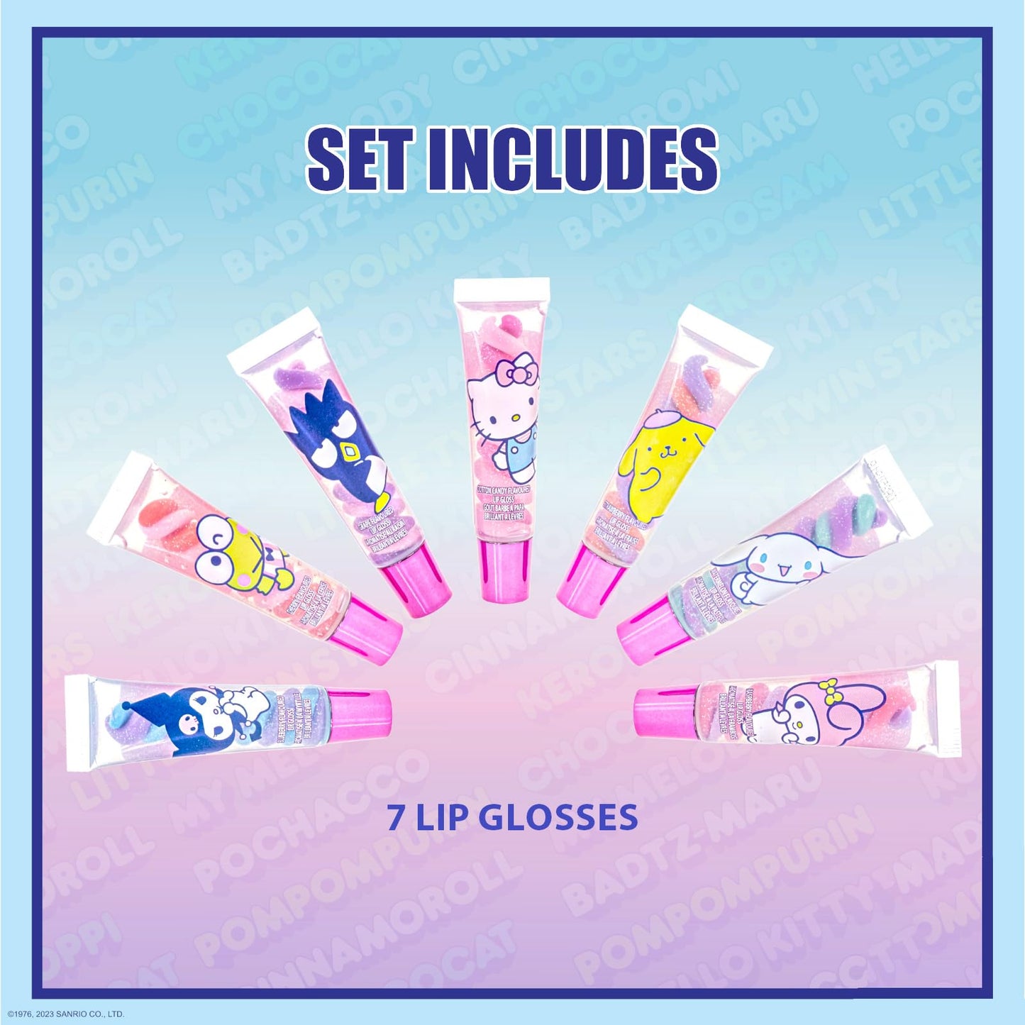 Townley Girl Hello Kitty and Friends 7 Piece Swirl Lip Gloss, Girls Kids Party Favors, Lip Set for Girls, Perfect for Birthday Gifts, Plant Based, Beauty & Personal Care Townley Girl