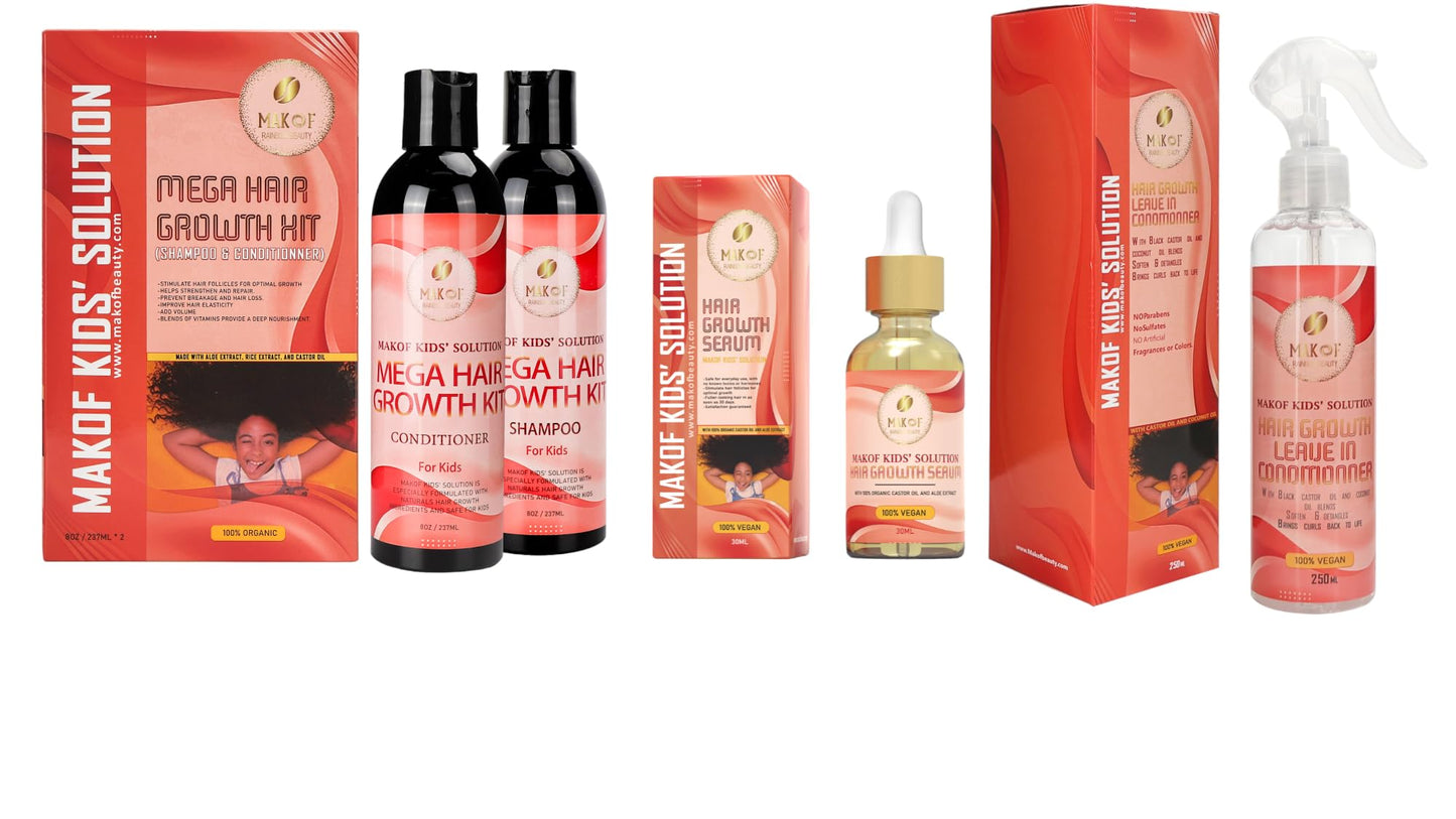 Coconut Oil Kids Curly Shampoo & Conditioner,Hair Oil, Leave in Conditioner Set- With black castor, coconut oil, rice extract - for Hair Growth Beauty & Personal Care MAKOF BEAUTY